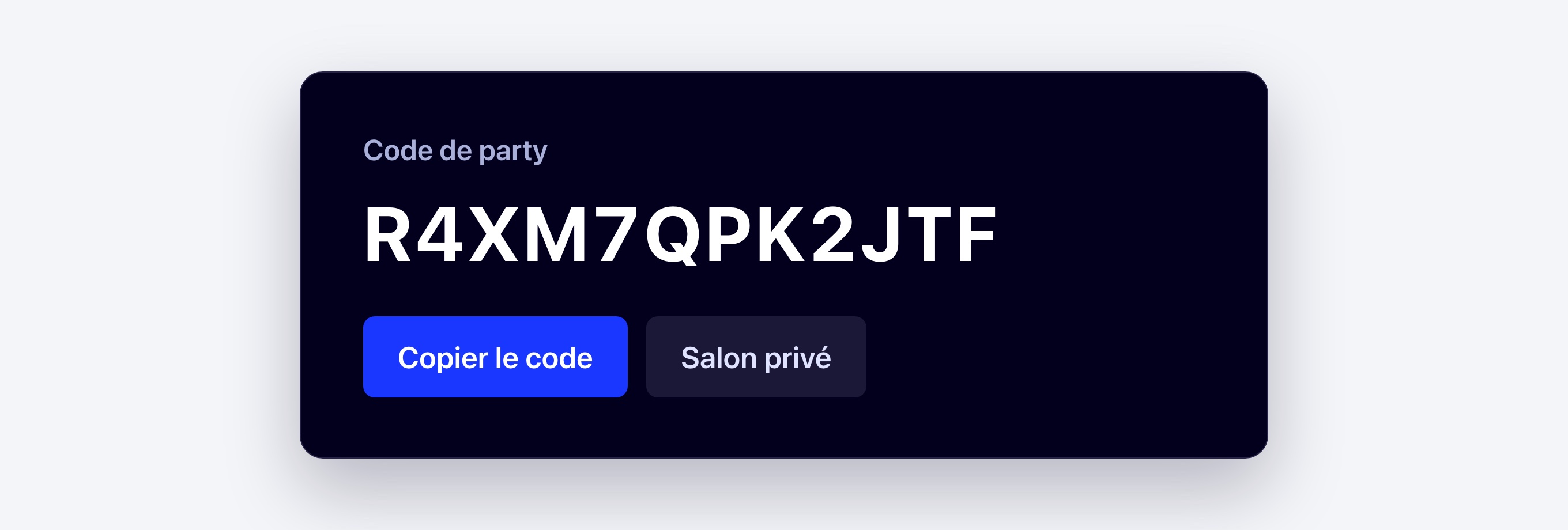 Le code du salon, à copier puis à envoyer au groupe