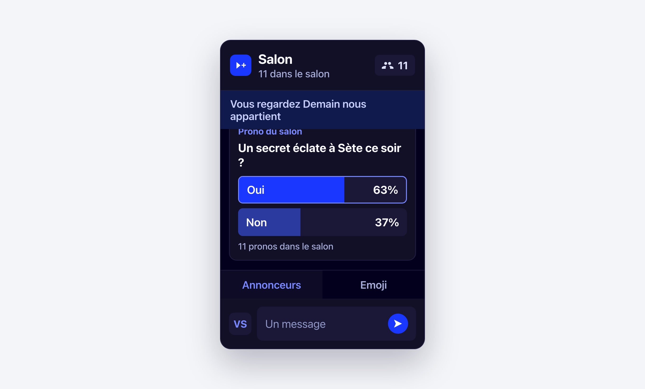 Un salon Viewer+ ouvert pendant Demain nous appartient, avec le prono de la soirée